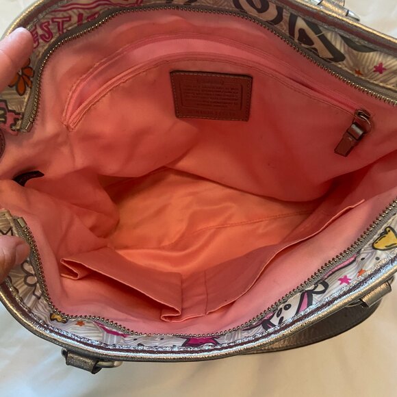 Coach Poppy Butterfly Graffiti Pink Silver Shoulder Bag Y2K Rare